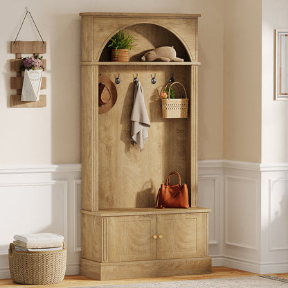 71 Inch Hall Tree with Bench and Storage, 4 in 1 Entryway Coat Rack for Hallway Mudroom