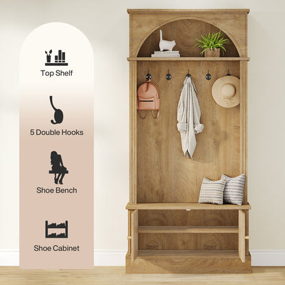 71 Inch Hall Tree with Bench and Storage, 4 in 1 Entryway Coat Rack for Hallway Mudroom
