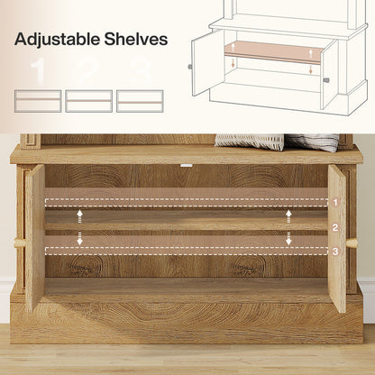 71 Inch Hall Tree with Bench and Storage, 4 in 1 Entryway Coat Rack for Hallway Mudroom