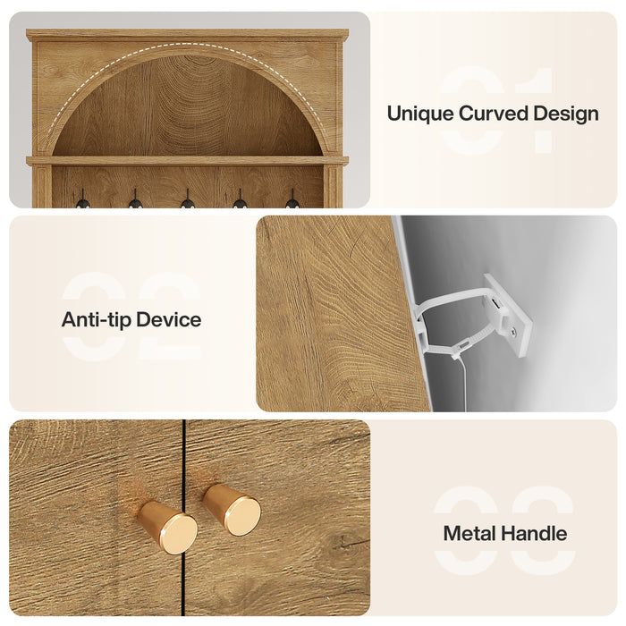 71 Inch Hall Tree with Bench and Storage, 4 in 1 Entryway Coat Rack for Hallway Mudroom