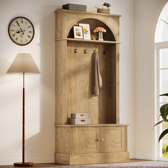71 Inch Hall Tree with Bench and Storage, 4 in 1 Entryway Coat Rack for Hallway Mudroom