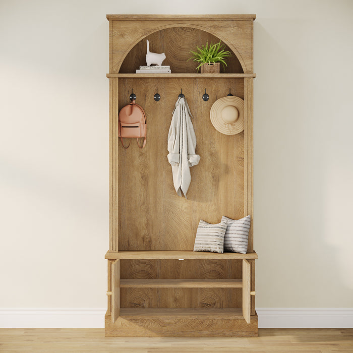 71 Inch Hall Tree with Bench and Storage, 4 in 1 Entryway Coat Rack for Hallway Mudroom