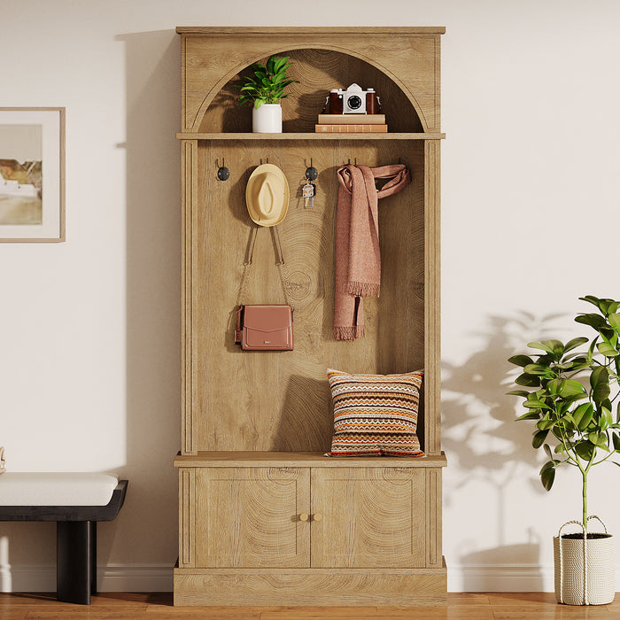71 Inch Hall Tree with Bench and Storage, 4 in 1 Entryway Coat Rack for Hallway Mudroom