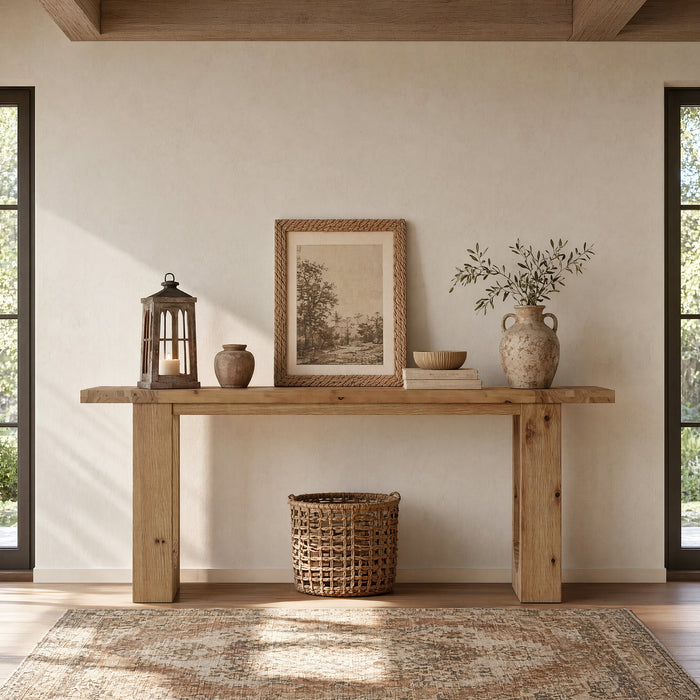 78.74-Inch Solid Wood Console Table with Hollow U-Shaped Base, Extra Long Entryway Table for Hallway