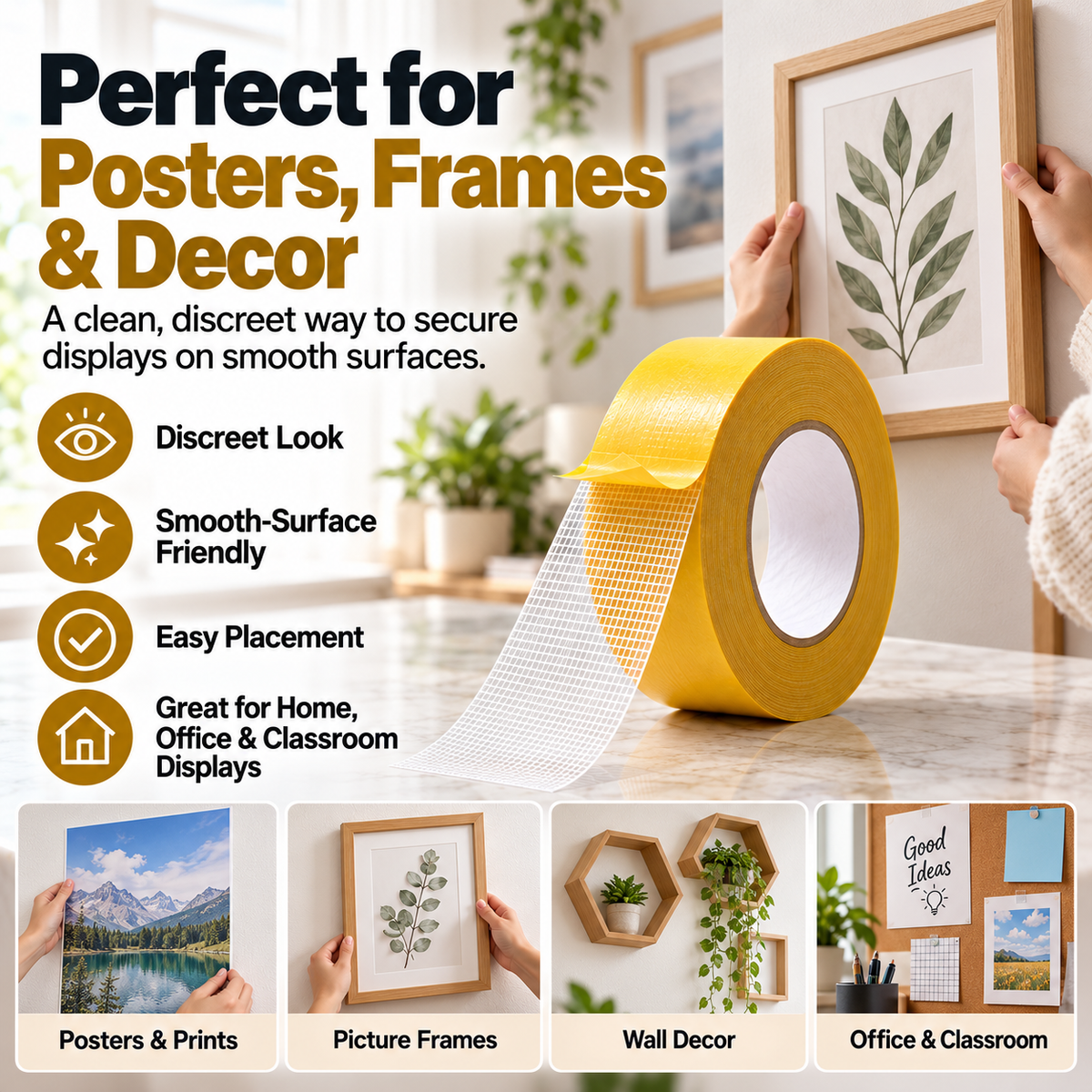 UltraGrip Double-Sided Mounting Tape – Heavy Duty Mesh Adhesive Tape for Home, Office & DIY Projects