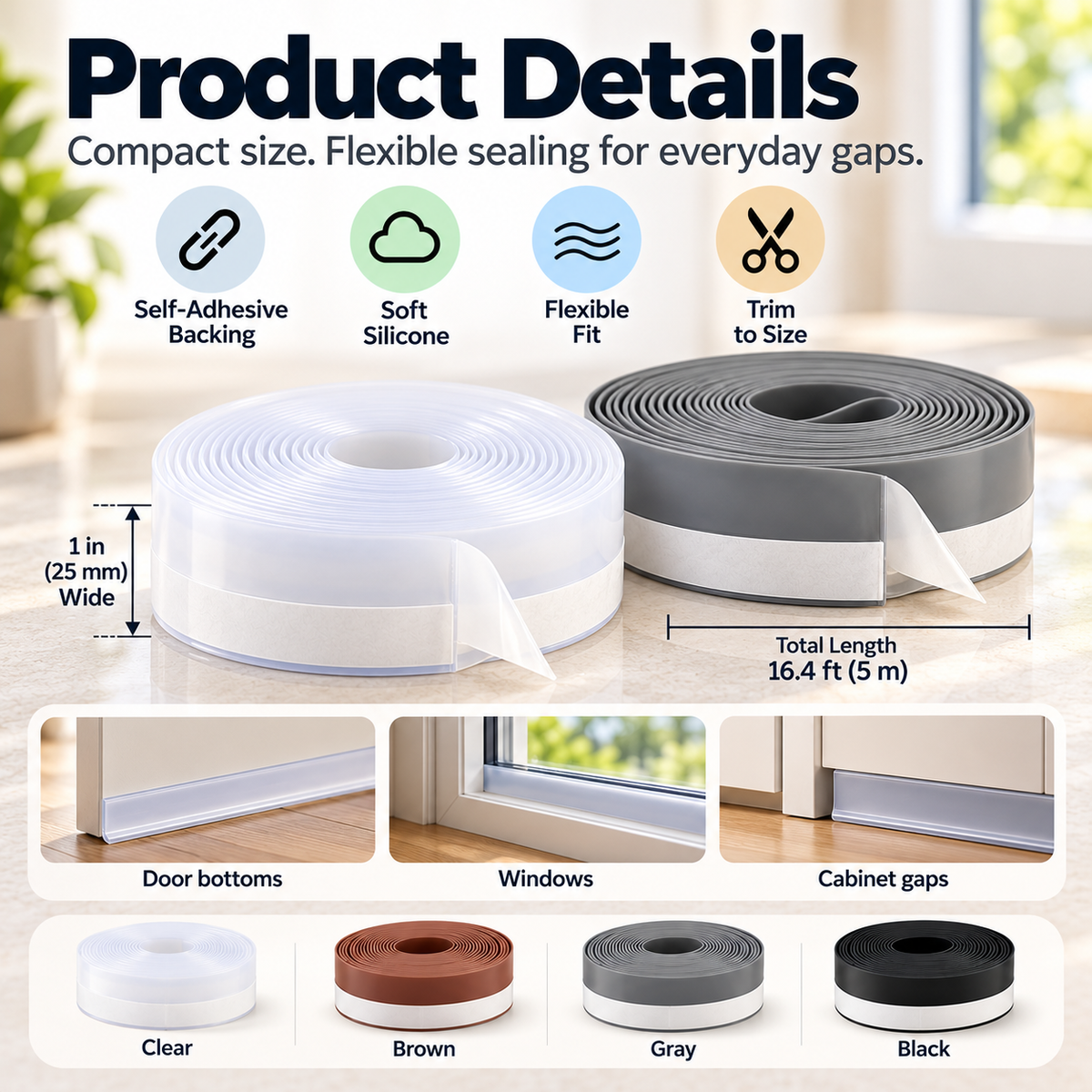 Self-Adhesive Silicone Weather Stripping