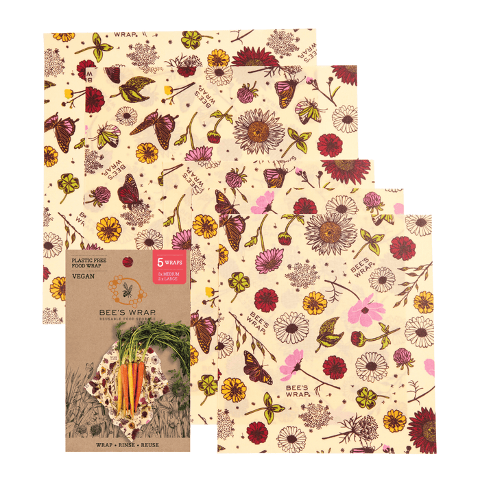 Assorted 5 Pack Bee's Wrap Vegan Meadow Magic