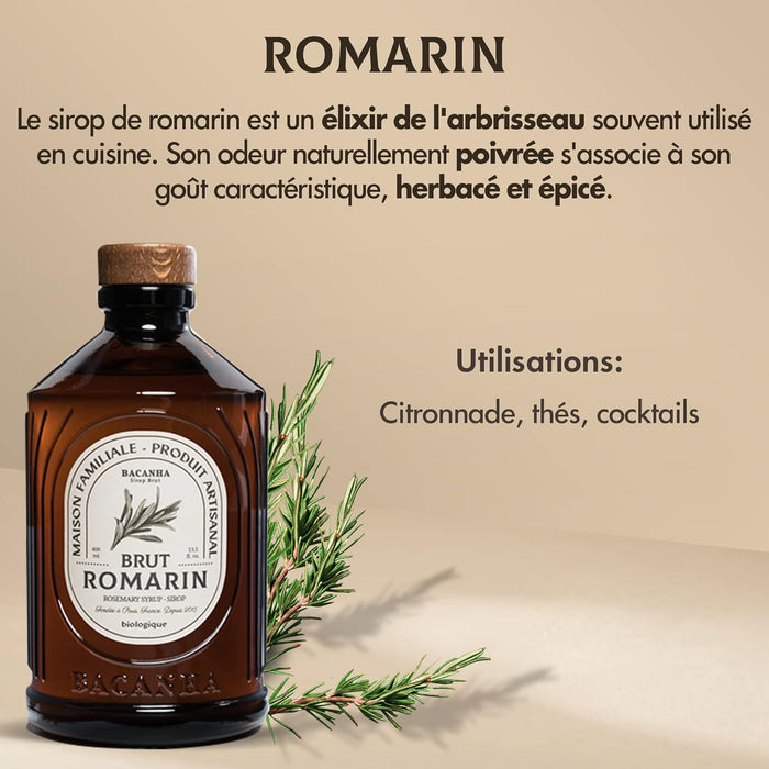 BACANHA - Organic and Raw Syrup - Rosemary Syrup - 400 ml