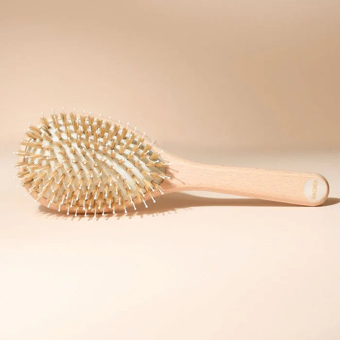 Bachca Care & Shine Hair Brush – Boar Bristles & Nylon Pins Detangling Brush for Shine & Frizz Control – Small (18.5cm) France 🇫🇷