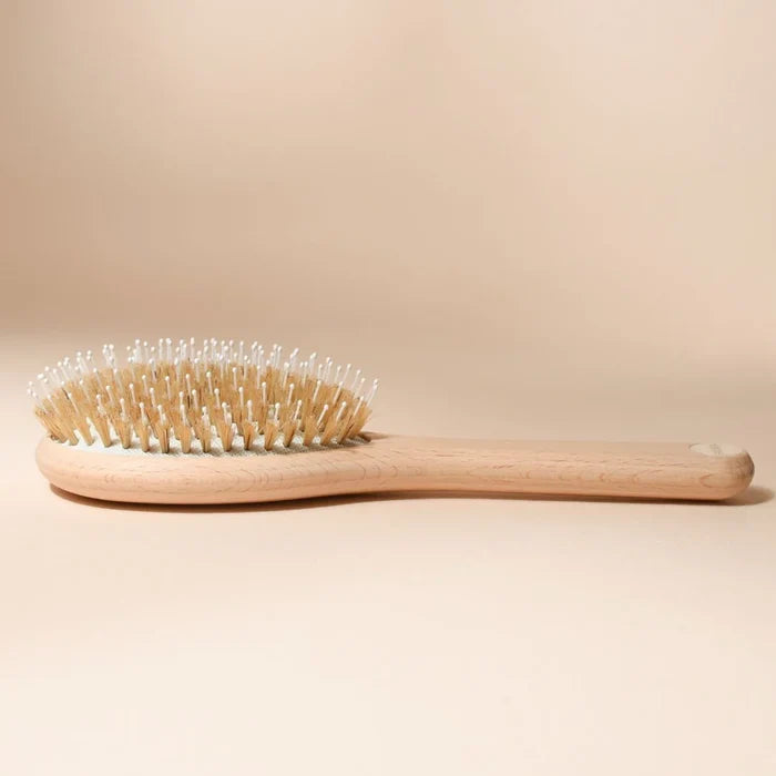Bachca Care & Shine Hair Brush – Boar Bristles & Nylon Pins Detangling Brush for Shine & Frizz Control – Small (18.5cm) France 🇫🇷