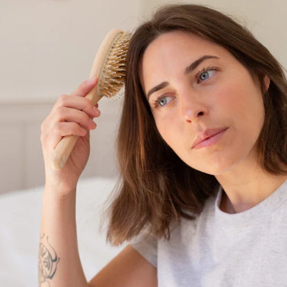 Bachca Care & Shine Hair Brush – Boar Bristles & Nylon Pins Detangling Brush for Shine & Frizz Control – Small (18.5cm) France 🇫🇷