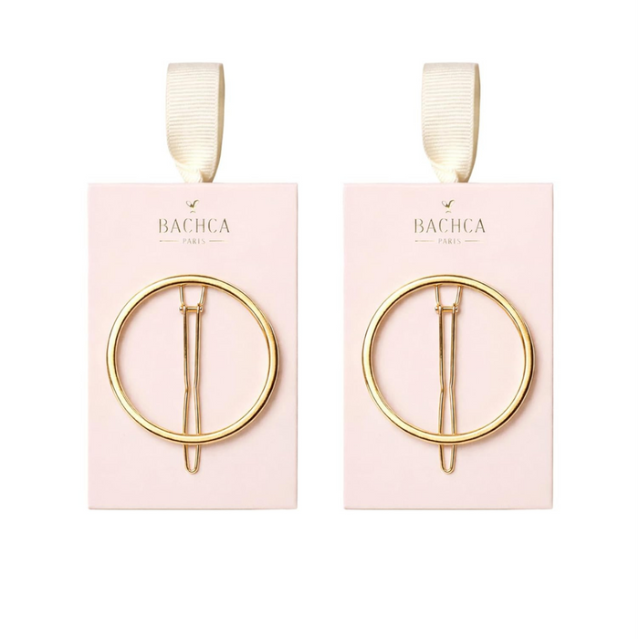 Bachca Gold Round Hair Clips Set of 2 (Gold) – Hollow Circle Barrettes for Women & Girls