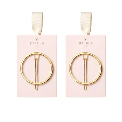 Bachca Gold Round Hair Clips Set of 2 (Gold) – Hollow Circle Barrettes for Women & Girls