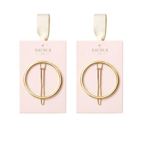 Bachca Gold Round Hair Clips Set of 2 (Gold) – Hollow Circle Barrettes for Women & Girls