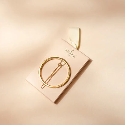 Bachca Gold Round Hair Clips Set of 2 (Gold) – Hollow Circle Barrettes for Women & Girls