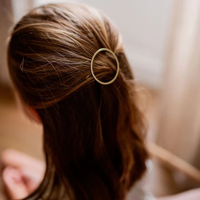 Bachca Gold Round Hair Clips Set of 2 (Gold) – Hollow Circle Barrettes for Women & Girls