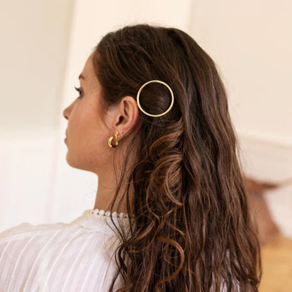 Bachca Gold Round Hair Clips Set of 2 (Gold) – Hollow Circle Barrettes for Women & Girls