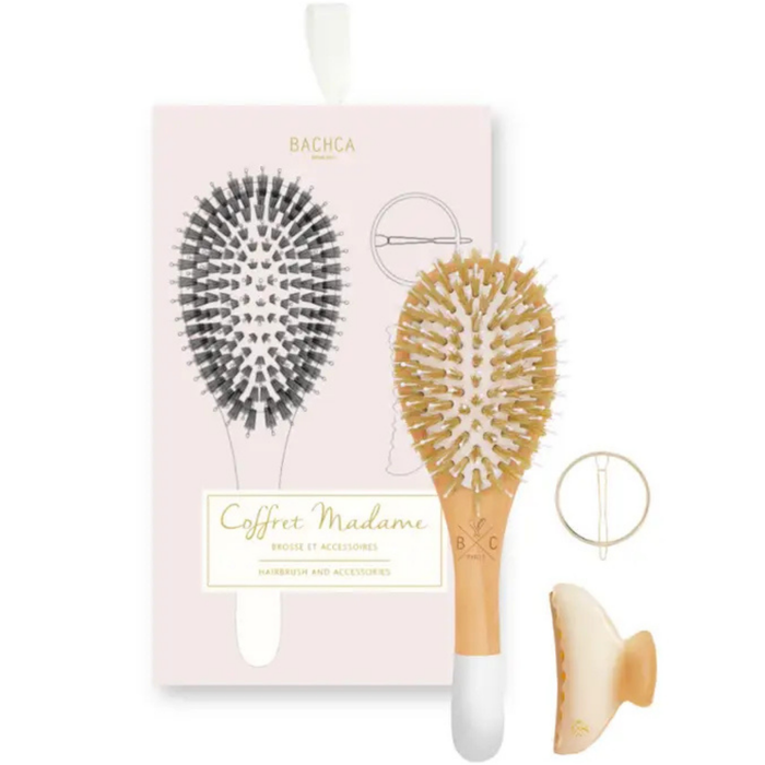 Bachca Madame Set Hair Care Gift Set – Detangling Brush Set with Claw Clip & Barrette, Hair Styling Kit for Women