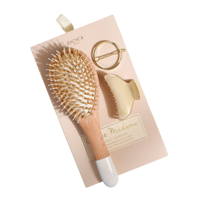 Bachca Madame Set Hair Care Gift Set – Detangling Brush Set with Claw Clip & Barrette, Hair Styling Kit for Women