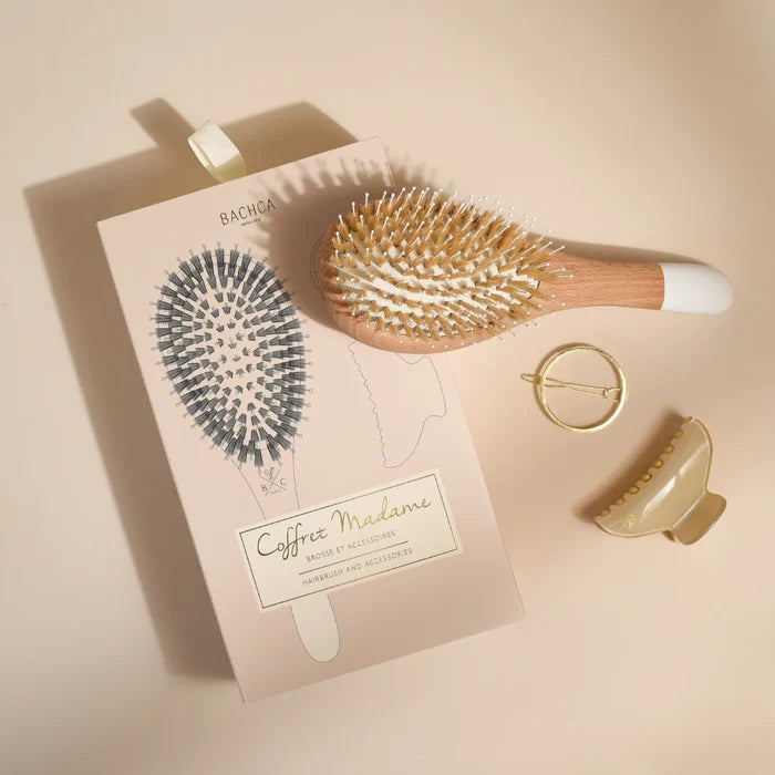 Bachca Madame Set Hair Care Gift Set – Detangling Brush Set with Claw Clip & Barrette, Hair Styling Kit for Women