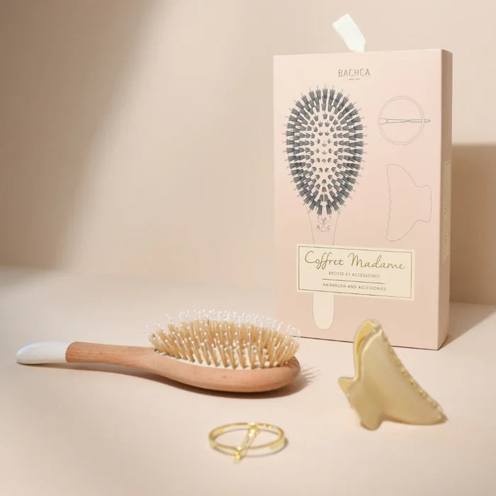 Bachca Madame Set Hair Care Gift Set – Detangling Brush Set with Claw Clip & Barrette, Hair Styling Kit for Women