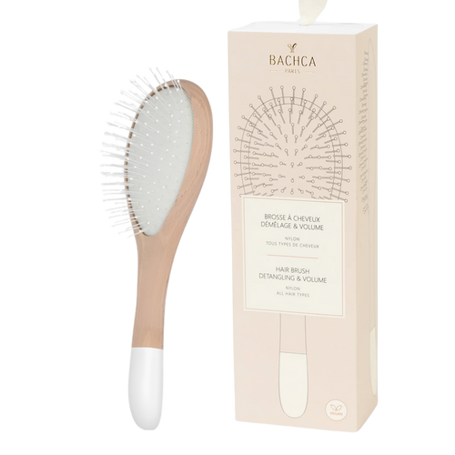 Bachca Natural Beech Wood Detangling & Volumizing Hair Brush with Flexible Nylon Pins – Large (22cm)