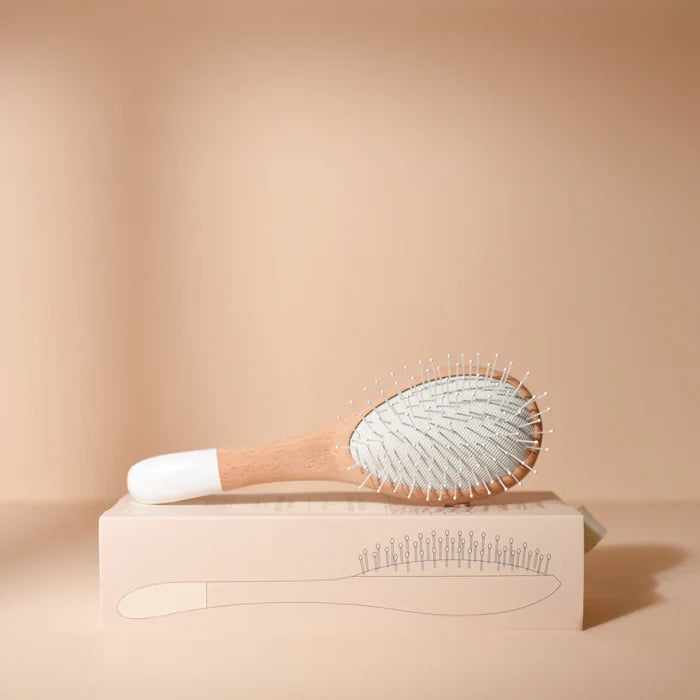 Bachca Natural Beech Wood Detangling & Volumizing Hair Brush with Flexible Nylon Pins – Large (22cm)