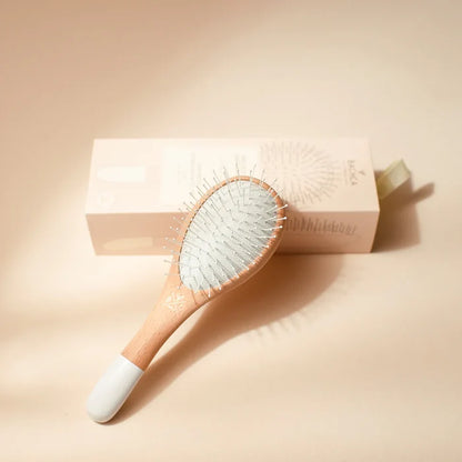 Bachca Natural Beech Wood Detangling & Volumizing Hair Brush with Flexible Nylon Pins – Large (22cm)