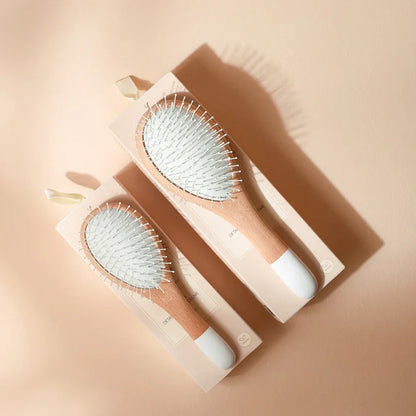 Bachca Natural Beech Wood Detangling & Volumizing Hair Brush with Flexible Nylon Pins – Large (22cm)