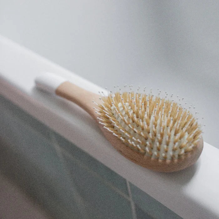 Bachca Natural Wood Detangling & Shine Hair Brush with Boar Bristles and Nylon Pins – Small (18.5cm)