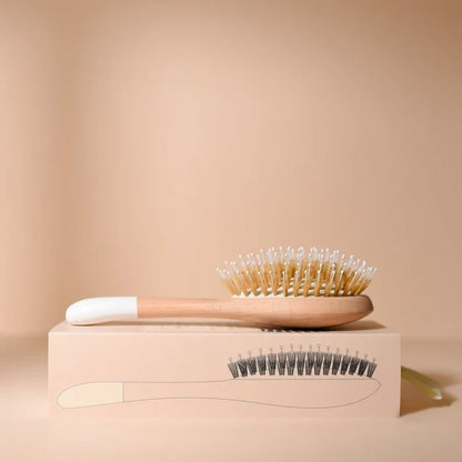 Bachca Natural Wood Detangling & Shine Hair Brush with Boar Bristles and Nylon Pins – Large (22cm)