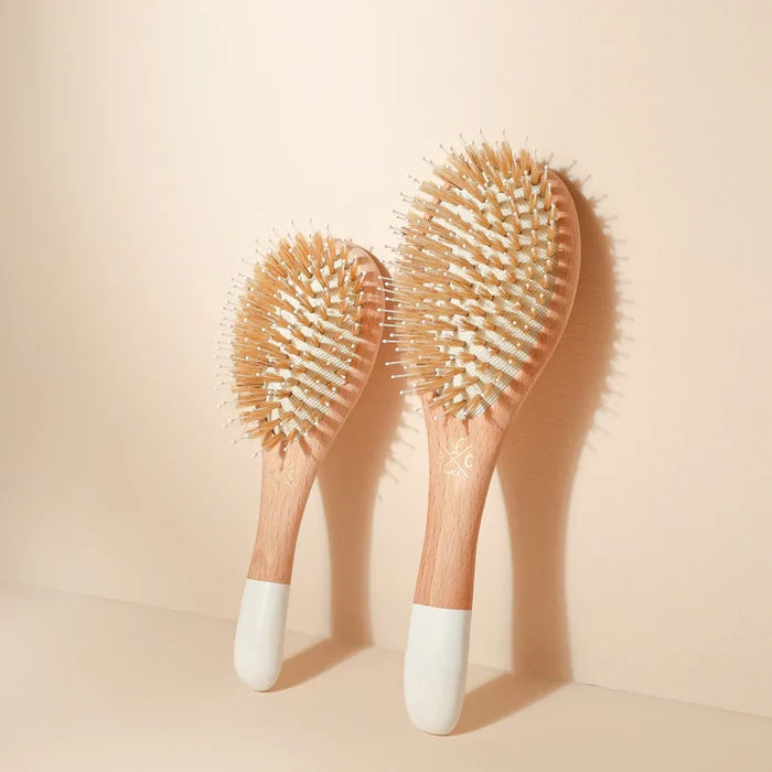Bachca Natural Wood Detangling & Shine Hair Brush with Boar Bristles and Nylon Pins – Large (22cm)