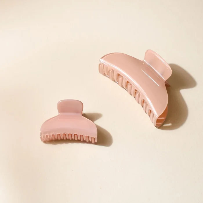 Bachca Rose Dragée Claw Clip Small Set of 2 (2.2") – Hair Claw Clip (Soft Rose Pink)