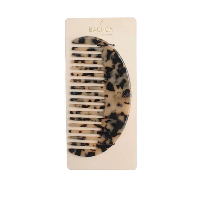 Bachca Tortoiseshell Wide-Tooth Comb – Anti-Static Detangling Comb, Cellulose Acetate, 12cm