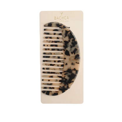 Bachca Tortoiseshell Wide-Tooth Comb – Anti-Static Detangling Comb, Cellulose Acetate, 12cm