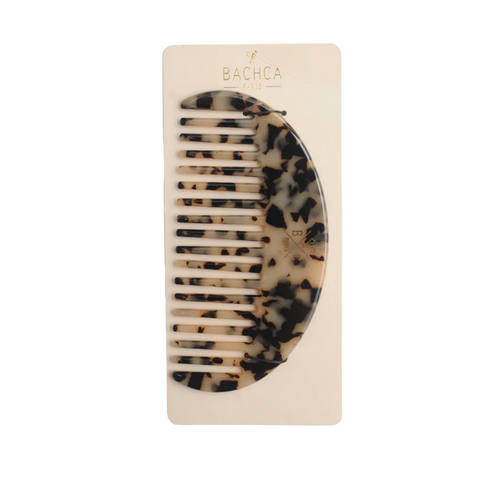 Bachca Tortoiseshell Wide-Tooth Comb – Anti-Static Detangling Comb, Cellulose Acetate, 12cm