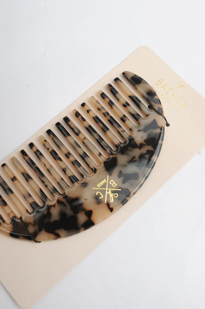 Bachca Tortoiseshell Wide-Tooth Comb – Anti-Static Detangling Comb, Cellulose Acetate, 12cm
