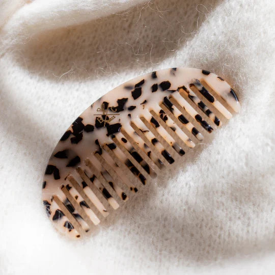 Bachca Tortoiseshell Wide-Tooth Comb – Anti-Static Detangling Comb, Cellulose Acetate, 12cm