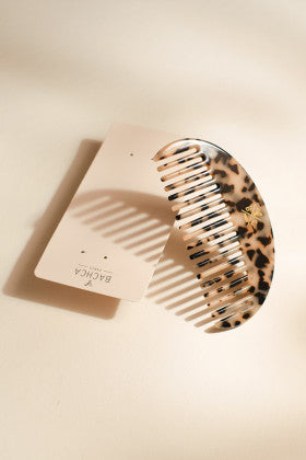 Bachca Tortoiseshell Wide-Tooth Comb – Anti-Static Detangling Comb, Cellulose Acetate, 12cm