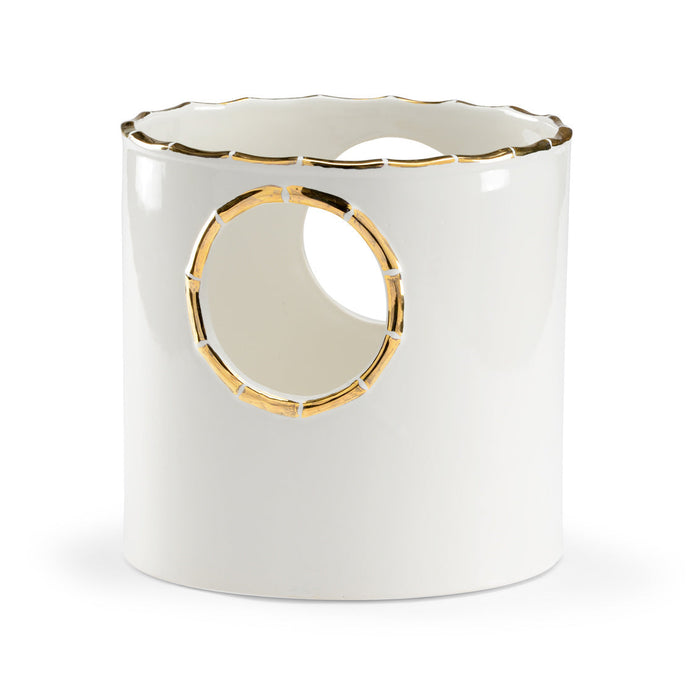 Small Bamboo Ceramic Cachepot | Porcelain Planter | Kutmec