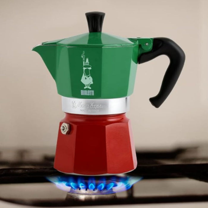 Bialetti Moka Express Tricolor 3 Cup Coffee Maker