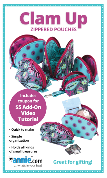 BY ANNIE CLAM UP ZIPPERED POUCHES