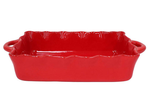 Casafina Stoneware Ceramic Dish Cook & Host Collection Large Rectangular Baker Casserole, (Red) L14"xW10"