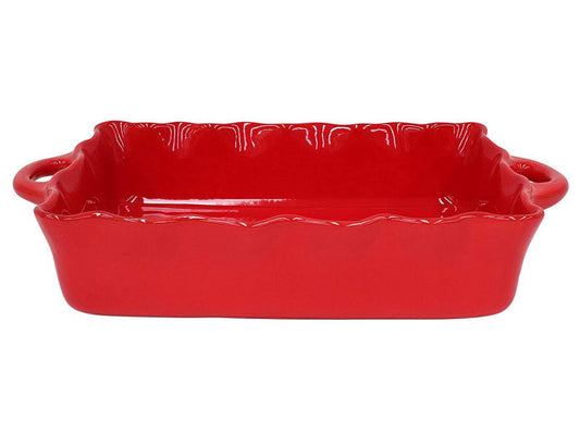 Casafina Stoneware Ceramic Dish Cook & Host Collection Large Rectangular Baker Casserole, (Red) L14"xW10"