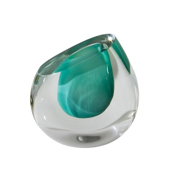 Color Drop Vase – Aqua | Handblown Glass | Kutmec Furniture