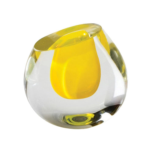 Color Drop Vase in lemon | Art Glass Vase | Kutmec Kuwait