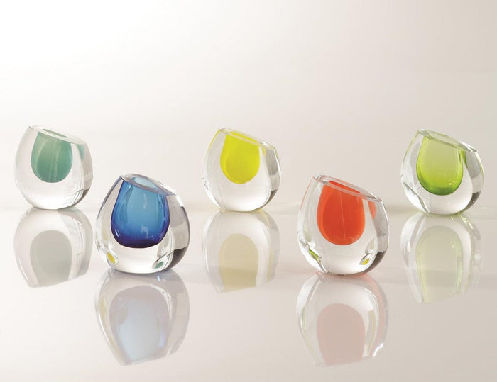 A collection of Color Drop Vases from Kutmec. An art glass design perfect for contemporary home decoration