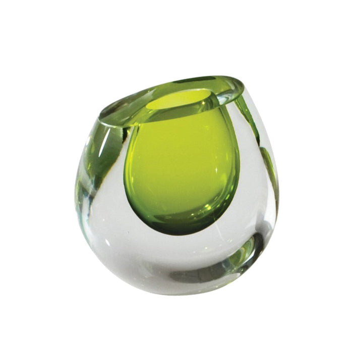 Color Drop Vase in lime | Art Glass Vase | Kutmec Kuwait