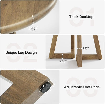 Compact Round Conference Table, 31.5-Inch Office Meeting Desk for Four People in Brown