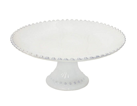 COSTA NOVA Pearl Collection Stoneware Ceramic Cake Stand Medium 11.25", White